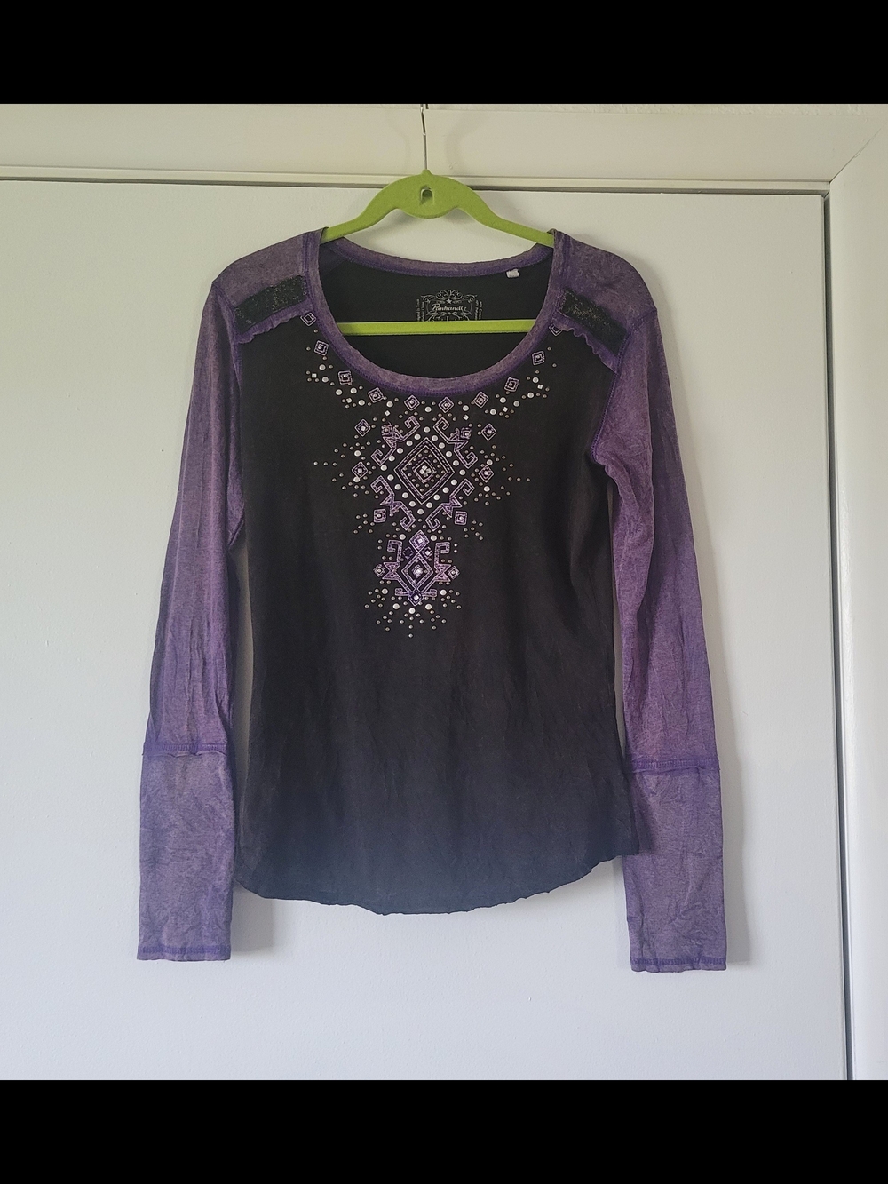 Panhandle Purple & Black Embellished Long-Sleeve Top